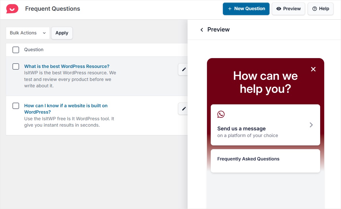Wpchat превью FAQ